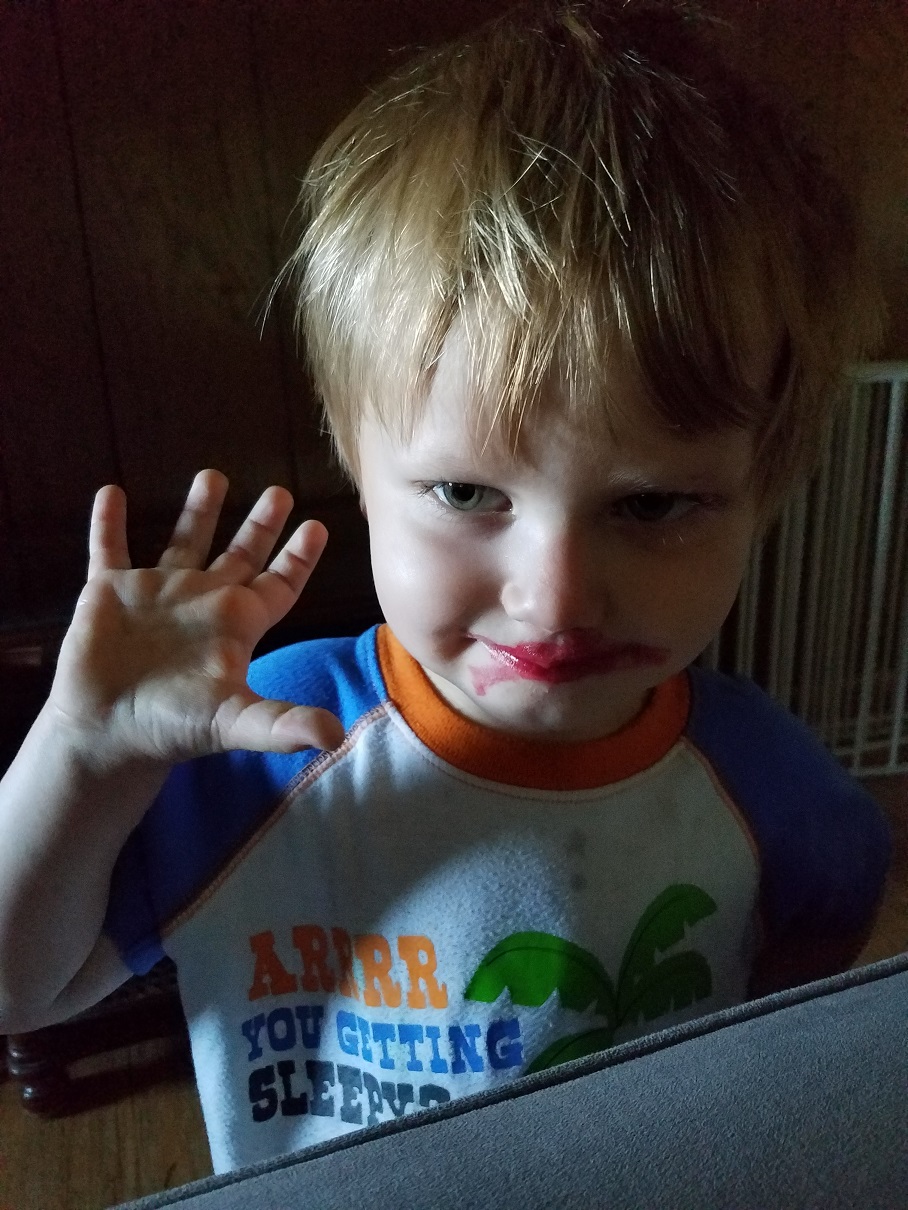 Oliver with lipstick